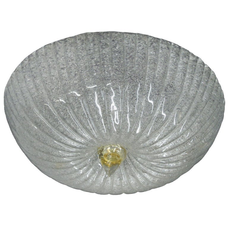 Murano Glass Flush Mount Fixture Attributed to Barovier For Sale