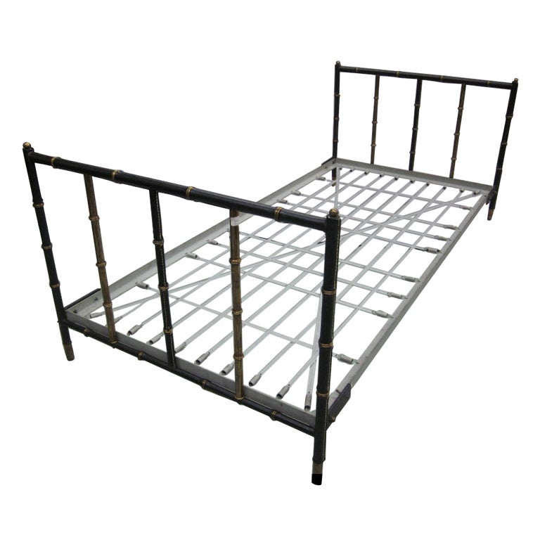 French Faux Bamboo and Leather Day Bed / Settee by Jacques at 1stDibs