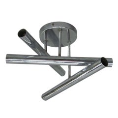 Italian Mid-Century Modern Flush Mount Fixture in Nickel by Stilnovo