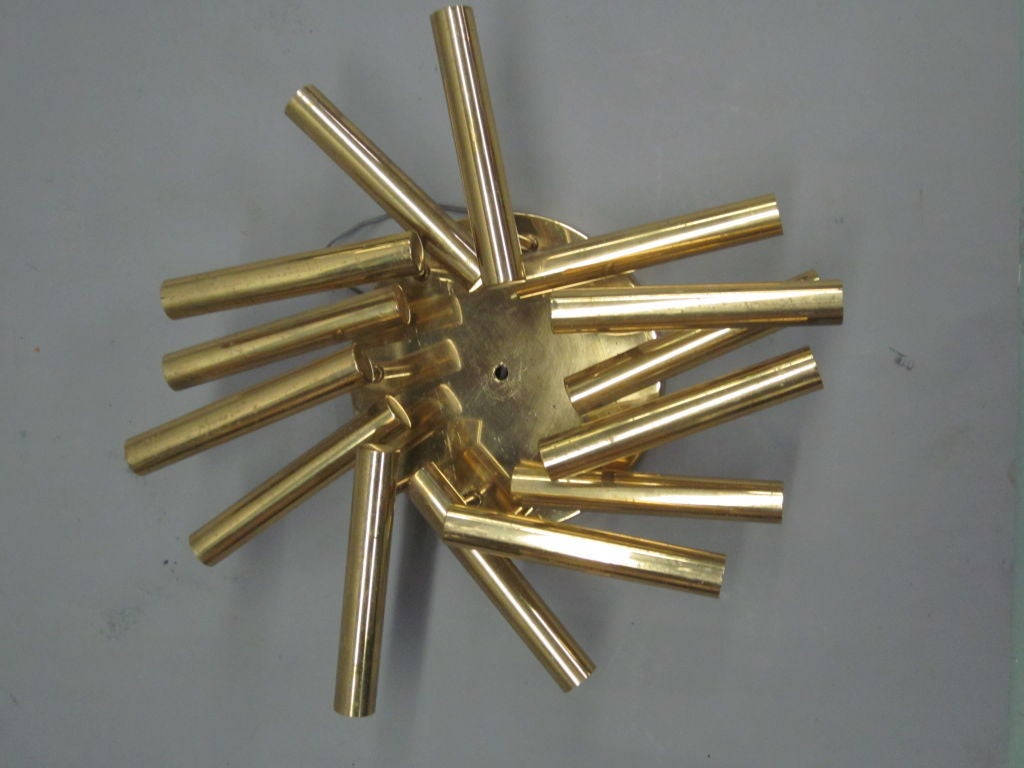 Brass Italian Mid-Century Modern Flush Mount Fixture by Stilnovo For Sale