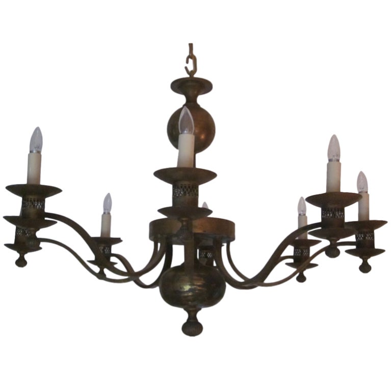 Classic Modern Traditional Brass Chandelier, France, 1940 For Sale