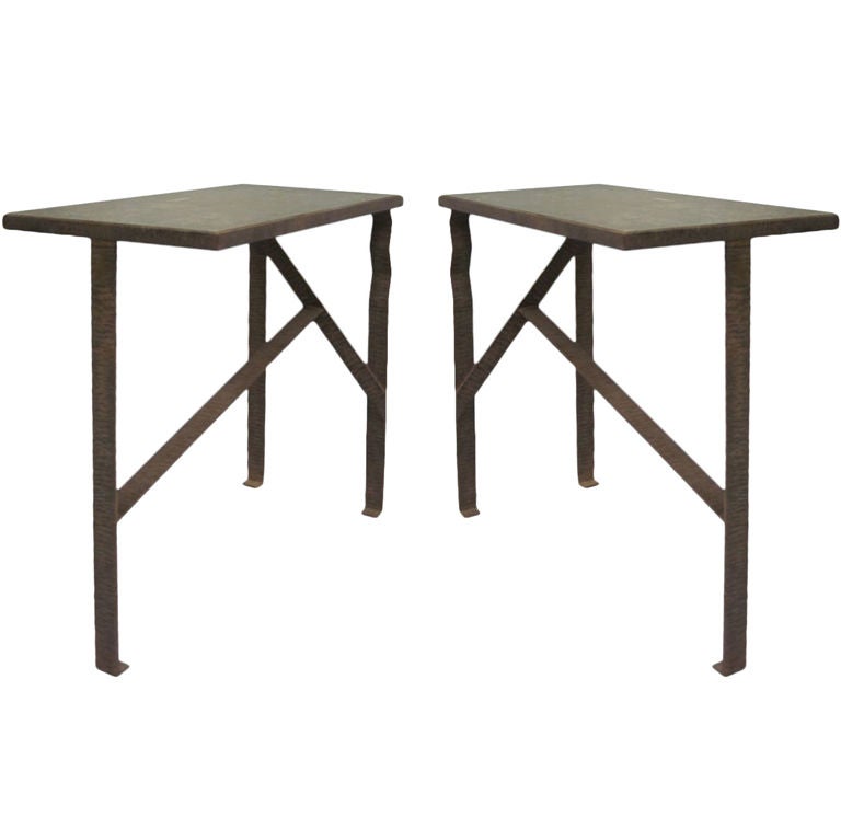 Pair of Unique French Art Deco End Tables or Consoles Attributed to Paul Kiss For Sale