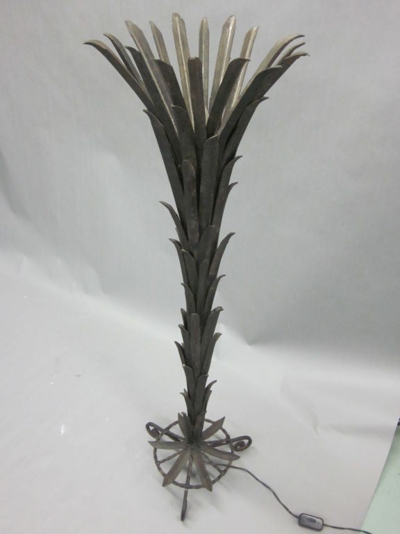 20th Century French Art Deco Palm Frond Floor Lamp by Edgar Brandt For Sale