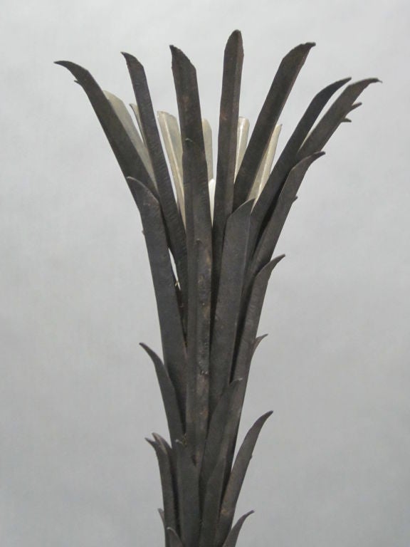 French Art Deco Palm Frond Floor Lamp by Edgar Brandt For Sale 1