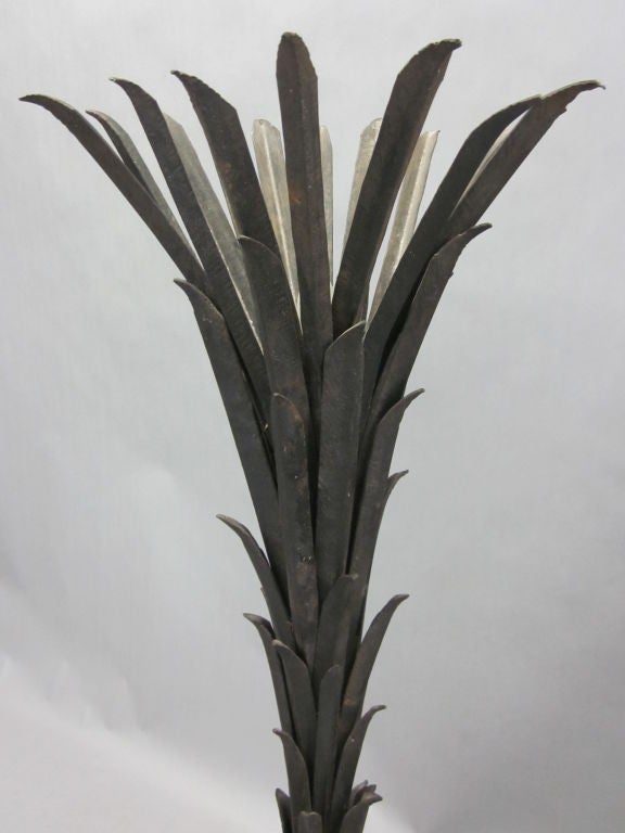 French Art Deco Palm Frond Floor Lamp by Edgar Brandt For Sale 2