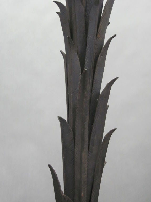 French Art Deco Palm Frond Floor Lamp by Edgar Brandt For Sale 3