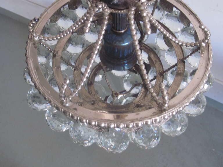 2 Modern Neoclassical Silver & Crystal  Pendants / Chandelier, Wiener Werkstatte For Sale 1