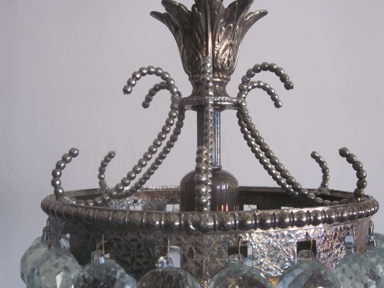 2 Modern Neoclassical Silver & Crystal  Pendants / Chandelier, Wiener Werkstatte For Sale 3