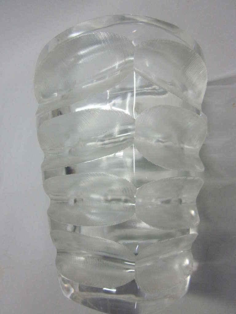 20th Century Rare French Mid-Century Modern Cut and Etched Lead Crystal Vase by Marc Lalique