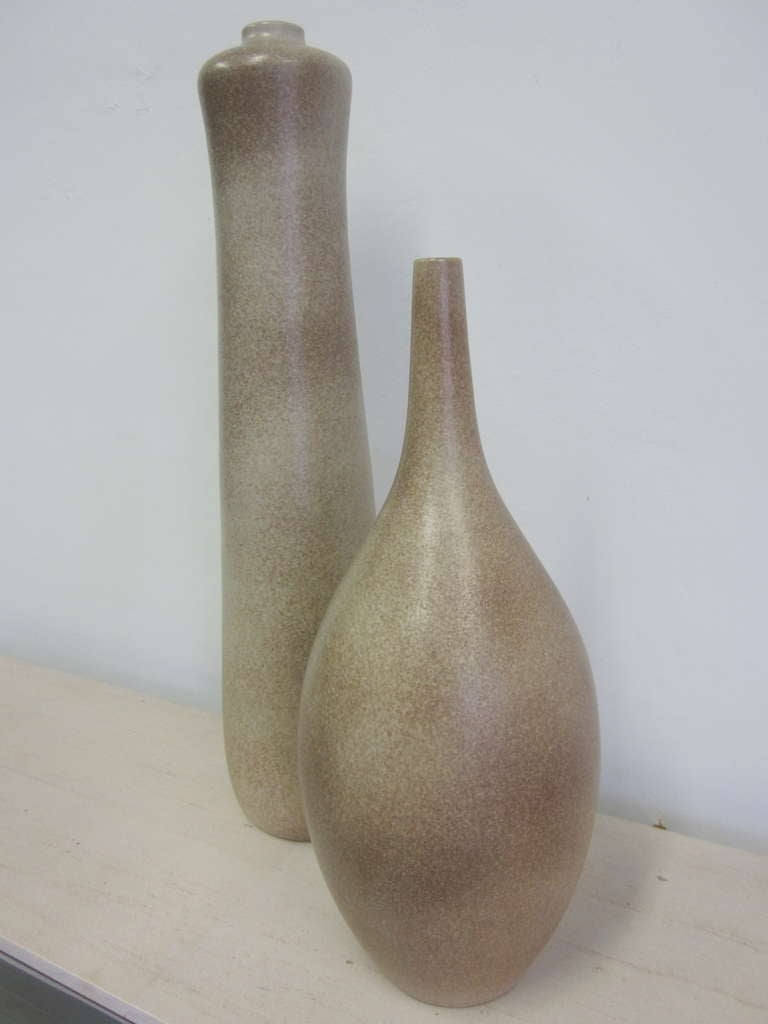 Mid-Century Modern 2 Large French Organic Modern Sculptural Ceramic Vases / Urns by Marius Musara For Sale