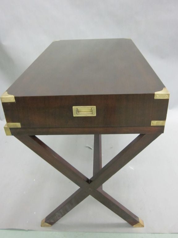 20th Century French Mid-Century Modern Neoclassical Mahogany Campaign Desk by Maison Jansen For Sale