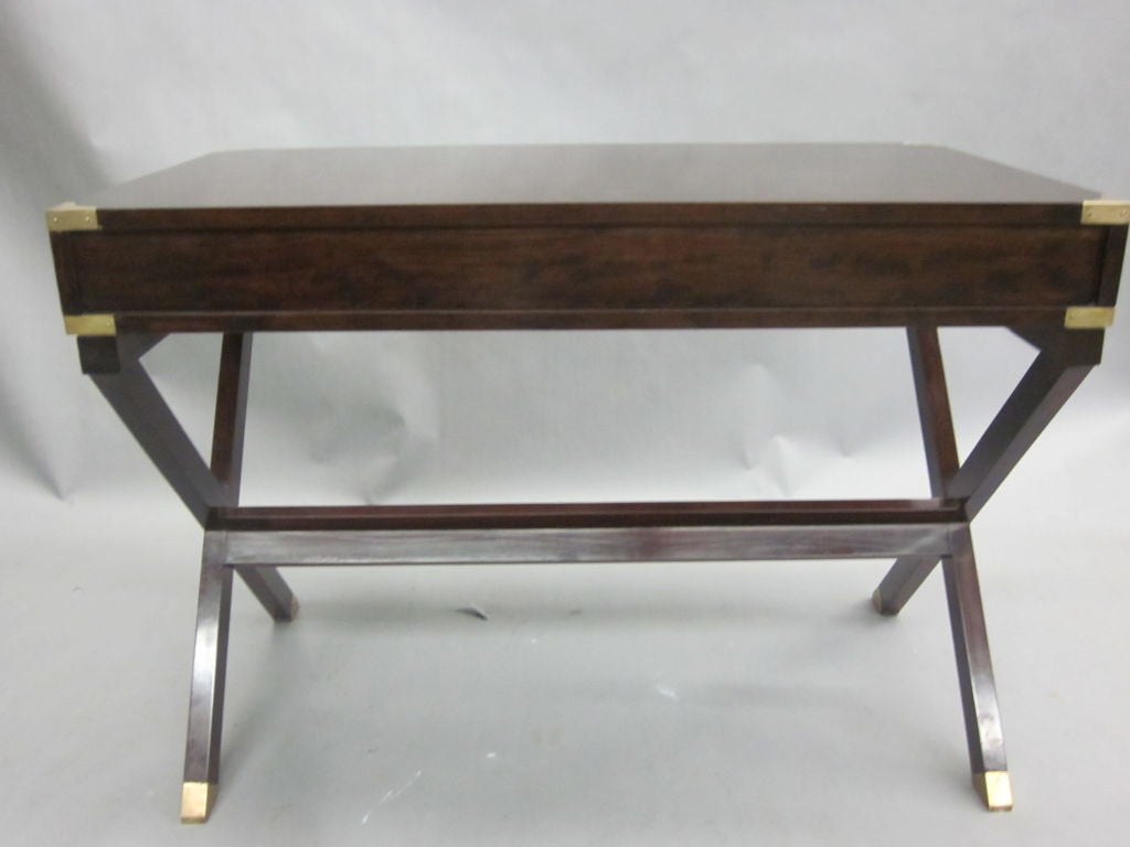French Mid-Century Modern Neoclassical Mahogany Campaign Desk by Maison Jansen For Sale 1