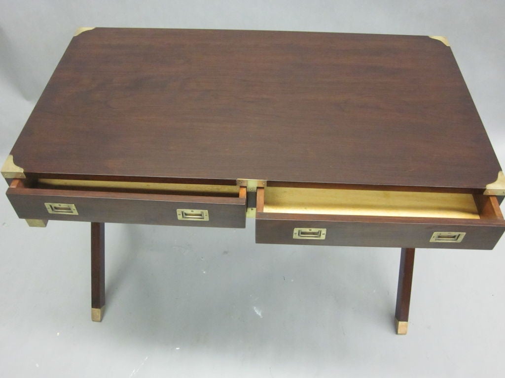 French Mid-Century Modern Neoclassical Mahogany Campaign Desk by Maison Jansen In Good Condition For Sale In New York, NY