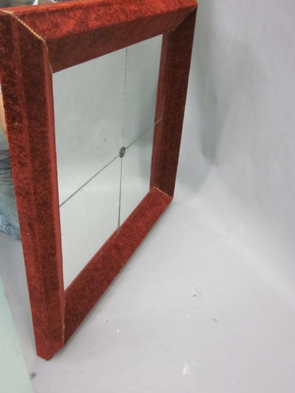 Mid-20th Century Italian Modern Neoclassical Venetian Wall Mirror with Antique Red Velvet Frame For Sale