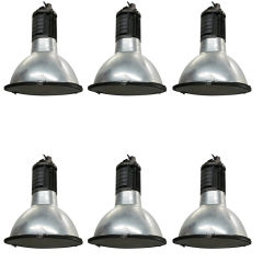 Five Large French Mid-Century Modern Industrial Chandeliers / Pendants