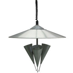 Italian Mid-Century Modern Triple Reflector Pendant / Chandelier Attr. Stilnovo 7