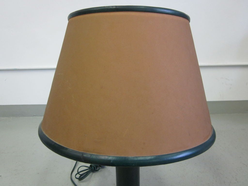 Art Deco French Modern Neoclassical Leather & Parchment Table or Desk Lamp, Hermès, 1940 For Sale