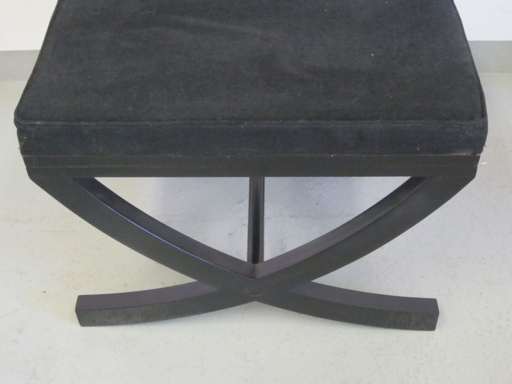 Pair of French Modern Neoclassical Ebonized Wood Benches / Stools, André Arbus In Good Condition For Sale In New York, NY