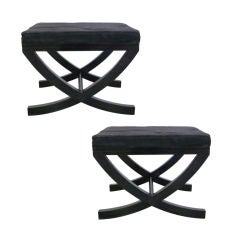 Pair of French X-Frame Benches / Stools in the Style of André Arbus 11