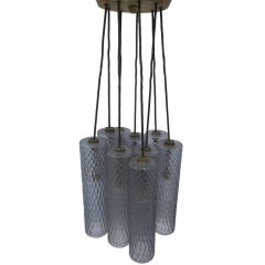 Subtle Light Blue Murano Glass Columnar Chandelier Attributed to Seguso 4