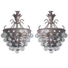 Rare Pair of Silver and Crystal Viennese Chandeliers 5