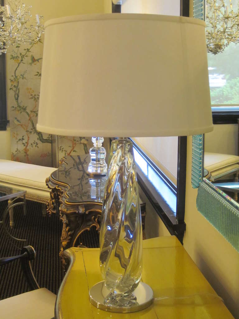 2 Pairs of Italian Mid-Century Style Clear Murano / Venetian Glass Table Lamps In Excellent Condition In New York, NY