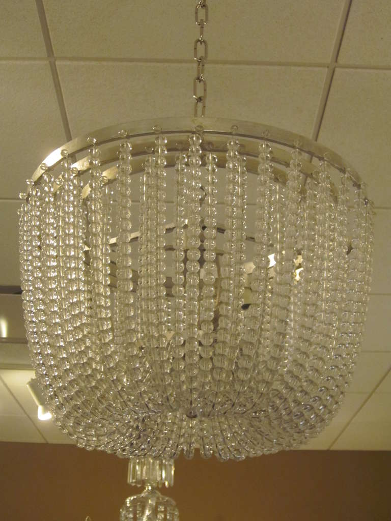 Art Deco 2 Sober French, 1930s Style, Beaded Crystal Chandeliers
