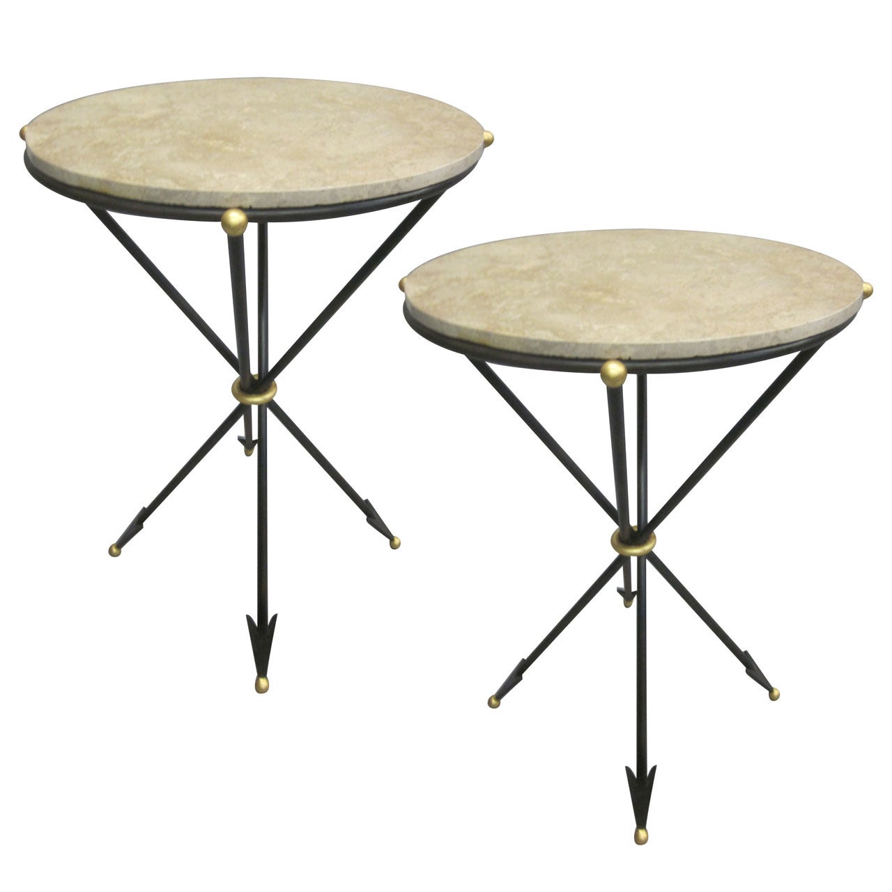Pair of French 1940s Style Modern Neoclassical Side Tables For Sale