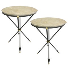 Pair of French 1940s Style Modern Neoclassical Side Tables