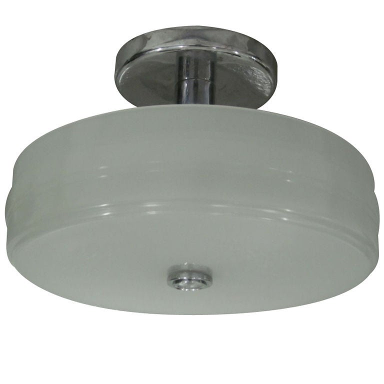 Sober Mid-Century Milk Glass Ceiling Fixture For Sale