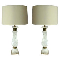 Large Pair of Rock Crystal Table Lamps