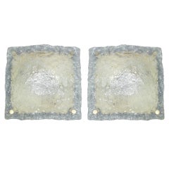 Pair of Souffled Glass Sconces / Fixtures by Mazzega