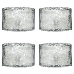 2 Pairs Italian Mid-Century Modern Murano / Venetian Ice Glass Sconces, Mazzega