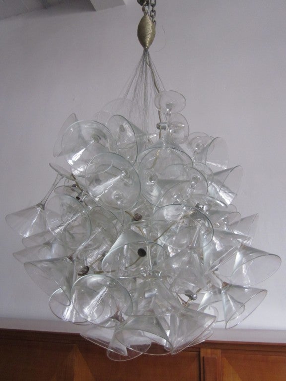 Mid-Century Modern Original & Poetic Midcentury Martini Glass Chandelier or Pendant by 