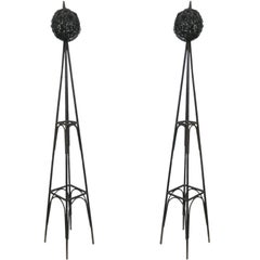 Pair of Large Wrought Iron Garden Obelisks, Trelisses