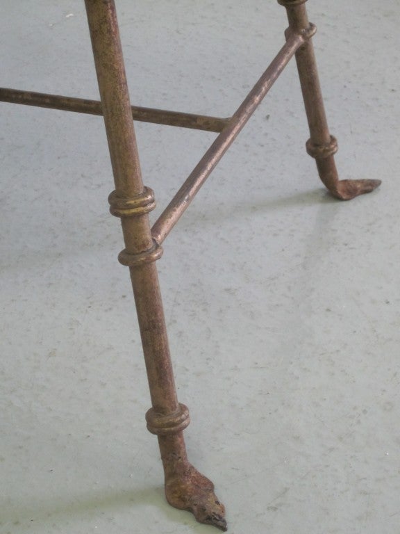 Pair of French, 1940s Gilt Iron Benches/Stools Attributed to Marc Duplantier 1