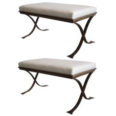 2 Gilt Iron Benches in the Manner of Raymond Subes