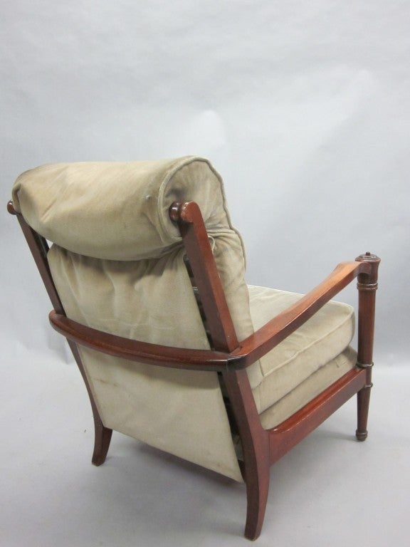 Pair French Mid-Century Modern Neoclassical Lounge Chairs Attr. to Andre Arbus For Sale 2