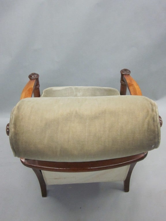 Pair French Mid-Century Modern Neoclassical Lounge Chairs Attr. to Andre Arbus For Sale 3