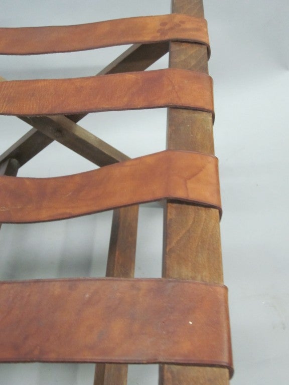 French 40's Leather Strap Bench / Luggage Rack In Good Condition In New York, NY