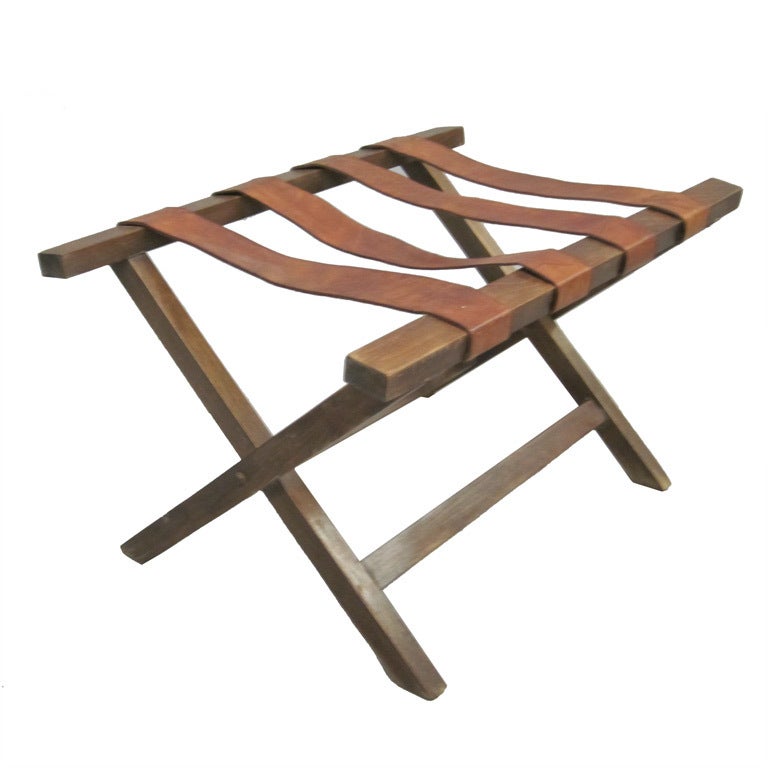 French 40's Leather Strap Bench / Luggage Rack