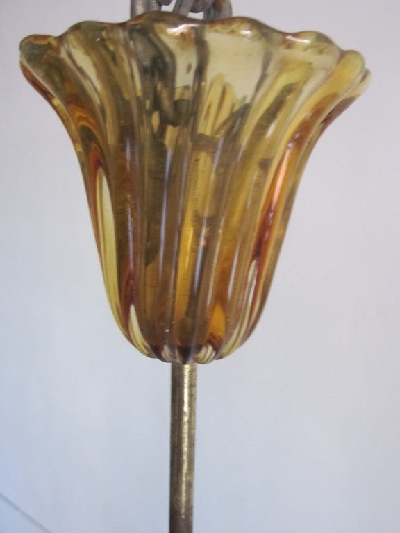 Mid-Century Modern Blown Murano / Venetian Glass Pendant / Chandelier by Seguso 2