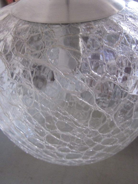 Italian Midcentury Venetian or Murano 'Ice Glass' Pendant or Chandelier, Venini For Sale 1