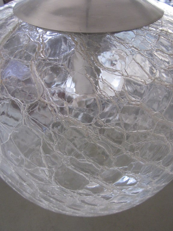 Italian Midcentury Venetian or Murano 'Ice Glass' Pendant or Chandelier, Venini For Sale 2
