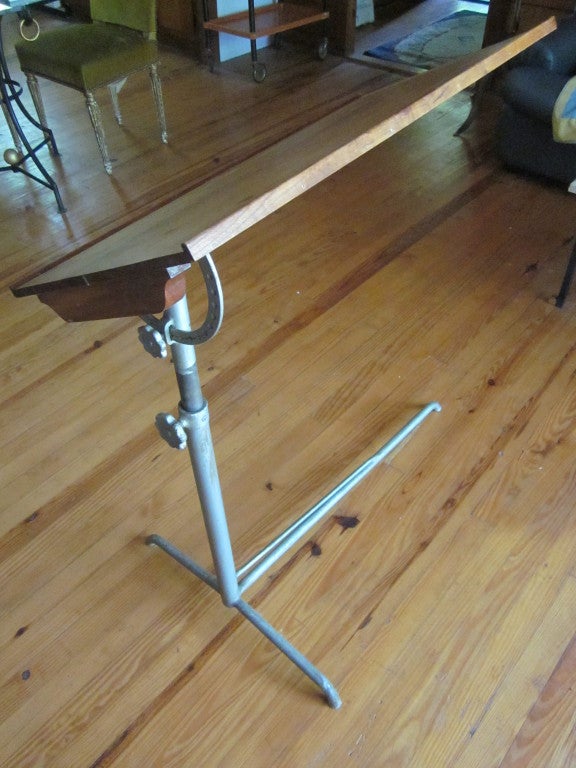 Swiss Mid-Century Modern Steel and Cherry Console or Drafting Table by Embru In Good Condition In New York, NY
