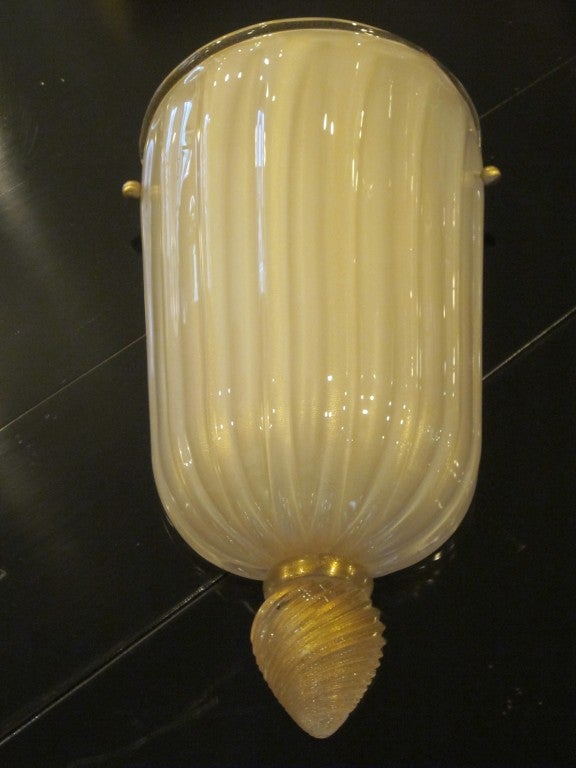 Mid-Century Modern Pair of Large Murano Glass Sconces Attributed to Barovier e Toso