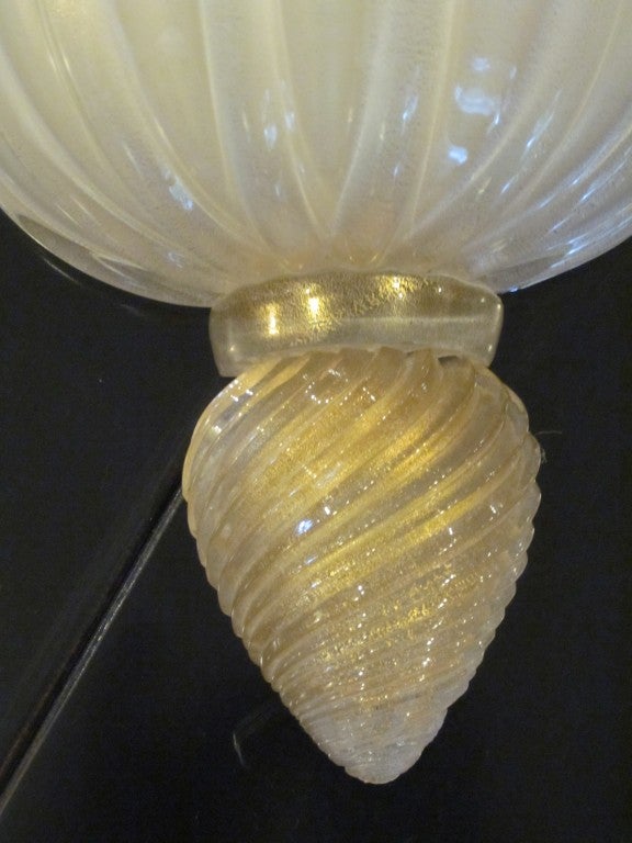 Pair of Large Murano Glass Sconces Attributed to Barovier e Toso 1