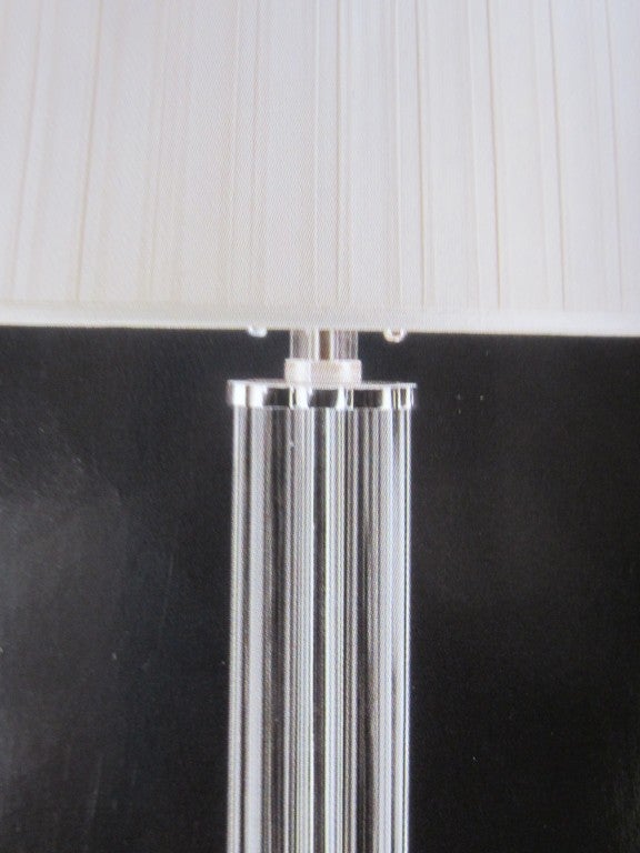 Two French Mid-Century Modern Style Solid Crystal & Silver Plate Floor Lamps In Excellent Condition In New York, NY