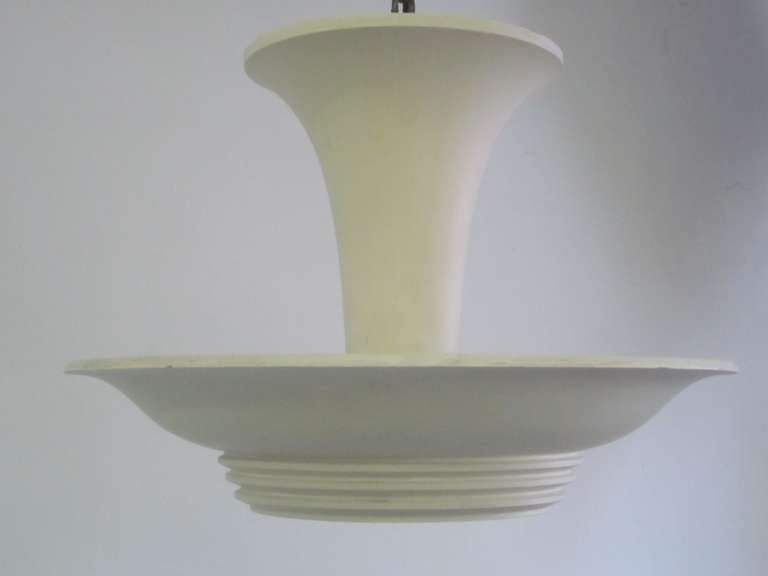 Molded French Mid-Century Modern Plaster Chandelier / Flush Mount, Attributed to Arlus