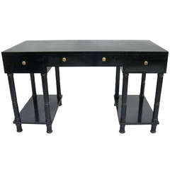 French Black Lacquer Desk by Maison Jansen 6